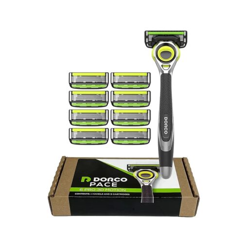 Dorco Pace 6 Pro 3D Motion Razor System - 1 Handle + 9 Cartridge Set