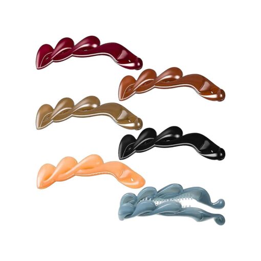 6 Pieces Banana Hair Clips Hair Comb Claw Hair Clincher Comb for Girls Women Thick Medium Hair, 4.13 Inch ( Black, Peach, Khaki, Brown, Wine Red, Blue )