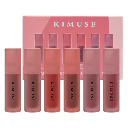 KIMUSE Water Gel Lip Tint 6 Colors Set, Highly Pigmented Long Lasting Moisturizing Glossy Lip Stains, Hydrate Lightweight Lip Gloss Makeup