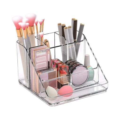 Ettori Makeup Organizer Tray, 6-Compartment Vanity Makeup Organizer for Jewelry, Hair Accessories, Bathroom Counter or Dresser