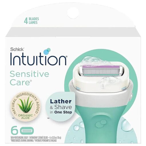 Schick Intuition Refill, Razors for Women Sensitive Skin | Intuition Razor Blades Refill with Organic Aloe, Razor Refills, 6 Count ( Pack of 1 )