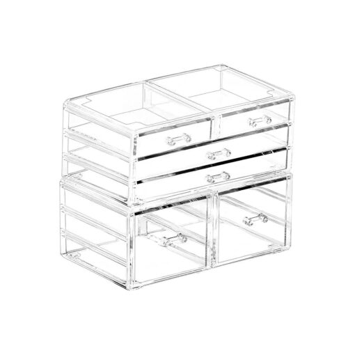 Clear Acrylic Countertop Stackable 6 Drawers Bathroom Cabinet Organizer Organizing Bins For Cosmetics Organizer Jewelry Hair Accessories Nail Polish Make up Marker Pen