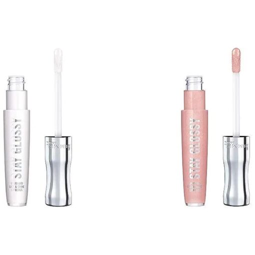 Rimmel Stay Glossy 6 Hour Lipgloss, Seduce Me, 0.18 Fl Oz ( Pack of 1 ) & Rimmel Stay Glossy Lipgloss, Dorchester Rose, 0.18 Fl Oz ( Pack of 1 )