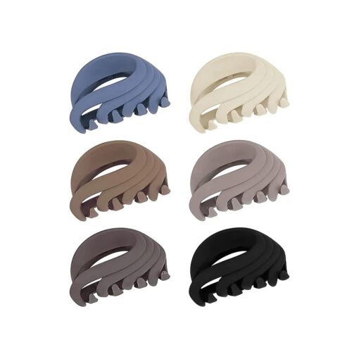 Medium Hair Claw Clips for Thin Hair, 2.6 Inch Hair Clips for Women Girls Kids, Strong Matte Flower Clips Neutral Jaw Clip for Fine Hair/Medium Thick Hair, Non Slip Hair Clamps with Gift Box ( 6 Packs )