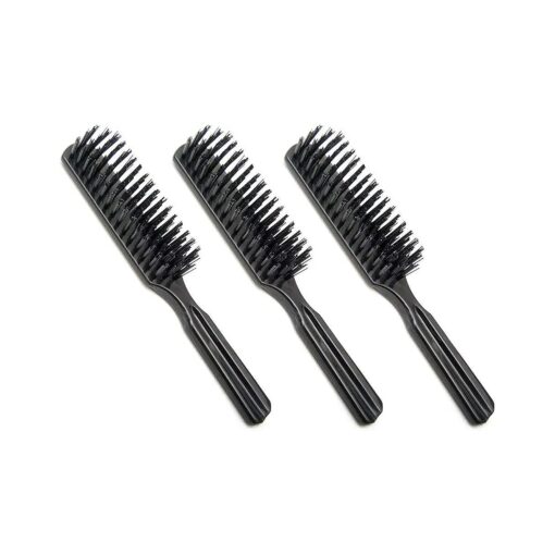 ( 3 Pack ) 6" Pocket Plastic Handle Nylon Bristle Brush Hair Comb Designed for All Hair Types ( A )