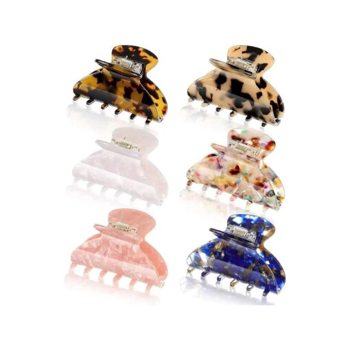 6 Pieces Medium Hair Claw Clips for Thin Hair 2.6 Inch Tortoise Shell Hair Clip Banana Clips Jaw Clips French Style Barrettes hair Clip Accessories for Women Girls ( Stylish Patterns )