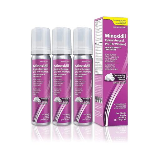 Minoxidil Topical Aerosol Foam, 5 %, Hair Regrowth Treatment for Women, 2.11 oz Reactivates Hair Follicles to Stimulate Hair Regrowth - 6 Months Supply