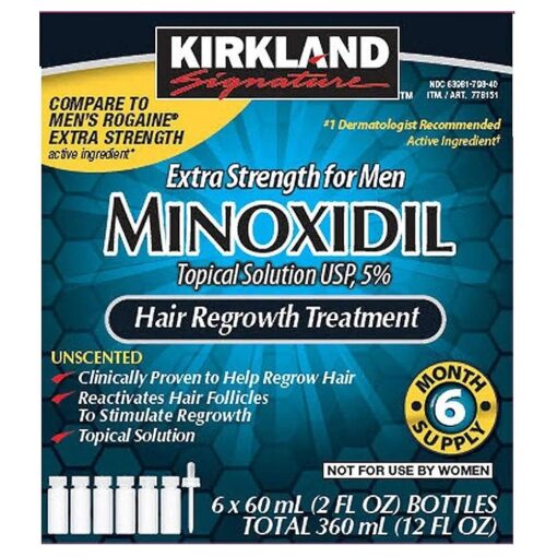 6 Months Kirkland Minoxidil 5 % Extra Strength Hair Loss Regrowth Treatment Men, 12 Fl Oz ( Pack of 6 )