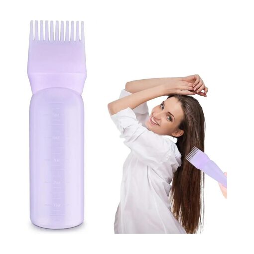 Root Comb Applicator Bottle 6 OZ Hair Oil Applicator Applicator Bottle for Hair Dye Bottle Applicator Brush with Graduated Scale, Profssional Brush Applicator Comb Hairdressing Coloring Styling Tool