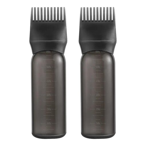 2 Pack Root Comb Applicator Bottle 6 Ounce Oil Applicator for Hair Dye, Black Hair Oiling Bottle Applicator Brush with Graduated Scale