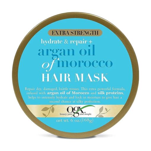 OGX Extra Strength Hydrate Repair + Argan Oil of Morocco Hair Mask Deep Moisturizing Conditioning Treatment, Citrus, 6 Ounce