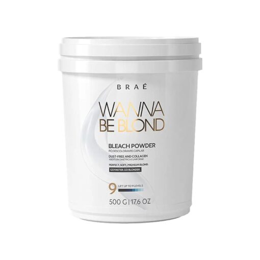 BLEACH POWDER B R A E 17.6 Oz Wan na Be Blond | Lift Up to 9 Levels | Collagen-Rich Formula & 10 Oils Mix | Conditioning Effect | Easy to Apply | Dust-Free | Powder Hair Lightener