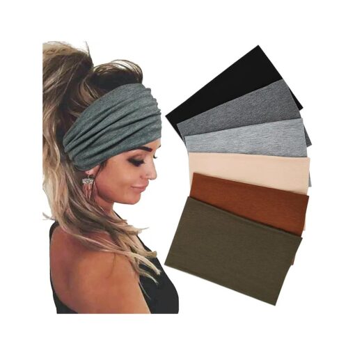 Wide Headbands For Women Stretch Headband Boho Head Bands Women 's Hair Band Turban Workout Hairband Girls Accessories 6 Pack