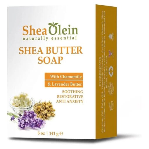 Organic Shea Butter Soap with Chamomile Extract & Lavender, 5Oz ( Pack of 6 ), Softens & Soothes Skin