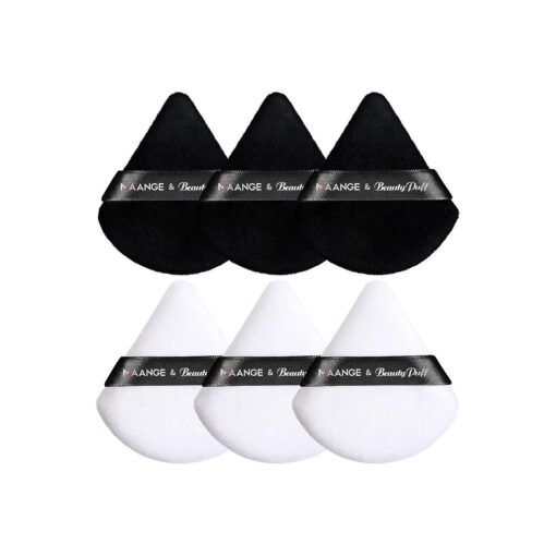 MAANGE 6 Pcs Powder Puff, Triangle Makeup Puff for Loose Powder, Soft Face Body Foundation Powder Puffs, Makeup Tool For Cosmetic, Triangular Design for Contouring, Under Eyes and Corners