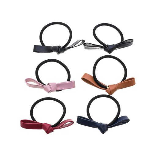 6 Pcs Simple Korean Elastic Double Knotted Bows Rubber Band Elastic Head Tie Hair Band Girls Hair Accessories for Women Headwear