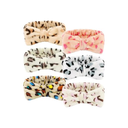 Ondder 6 Pcs Spa Headband Makeup Headband Skincare Headbands Terry Cloth Face Wash Headband Cute Head Band for Skin Care Make Up Headbands for Women Makeup Bow Hair Band for Washing Face