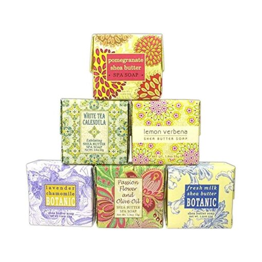 Bundle of 6 Greenwich Bay Trading Co. Soaps - 1.9oz Soaps in The Following Scents : Fresh Milk, Lemon Verbena, White Tea Calendula, Lavender Chamomile, Pomegranate Shea Butter, and Passion Flower and