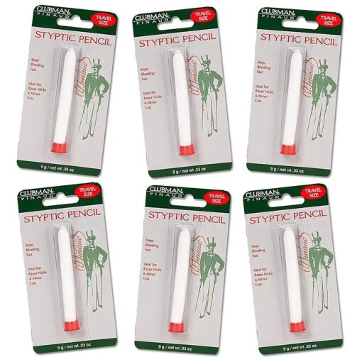 Pinaud Clubman styptic pencil for nick relief - 0.33 oz, 6 pack