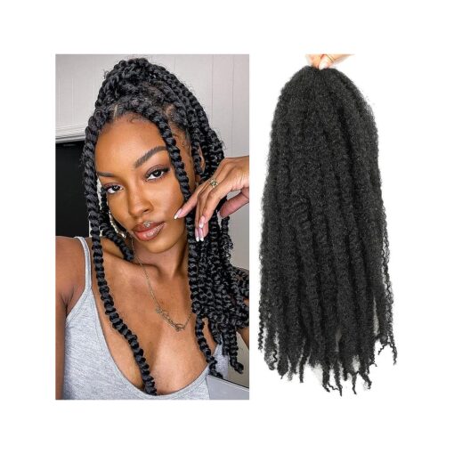 Ayana 6 Packs Marley Twist Braiding Hair 24 Inch Marley Hair Crochet Braids Long Afro Kinky Synthetic Kanekalon Fiber Marley Hair For Twists Braiding Hair Extensions ( 24inch, 1B )