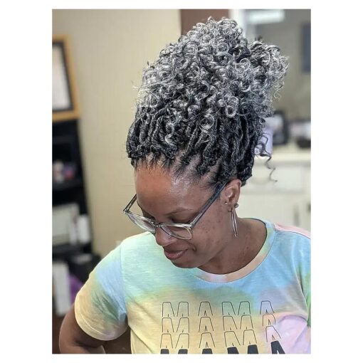 A Good Gift for Mama-Goddess Faux Locs Crochet Hair for African Americans,14 Inch 6 Packs 144 Strands Ombre Black to Gray and Silver, Pre Looped Synthetic Hair Extensions ( 14" -6 Packs, T1B/Gray/Silver )