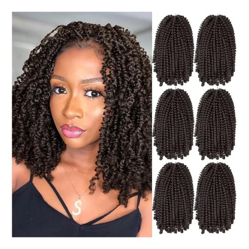 6 Packs Spring Twist Crochet Hair 8 inches Spring Twist Braiding Hair for Butterfly locs Short Passion Twist Hair Fluffy Crochet Braids Hair for Black Women Hair Extensions ( # 4, pack of 6 )