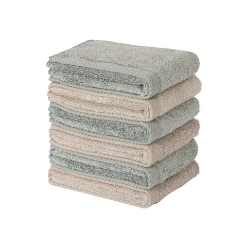 6 pcs Olive Brown Wash Towel 12" x12" for Washing Face - Premium Softness, Extra Absorbent Towels, Washcloths for Sensitive Skin, Cotton Hand Towels for Bathroom