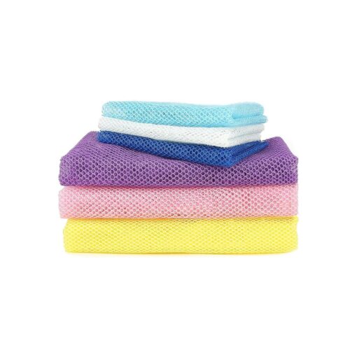 6 Pieces African Bath Sponge, Bath Sponge African Net, Exfoliating Body Shower Scrubber, Long Back Scrubber, Daily Skin Smoother ( Pink, Yellow, Purple, Blue, Light Blue, Beige )