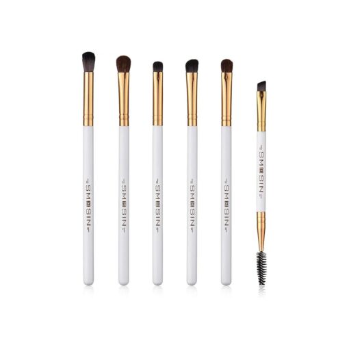 Eyebrow Brush Set, SMOSIN 6 Pieces Eyeshadow Brush Professional Eye Brow Brushes Kit, Portable Blending Brushes White