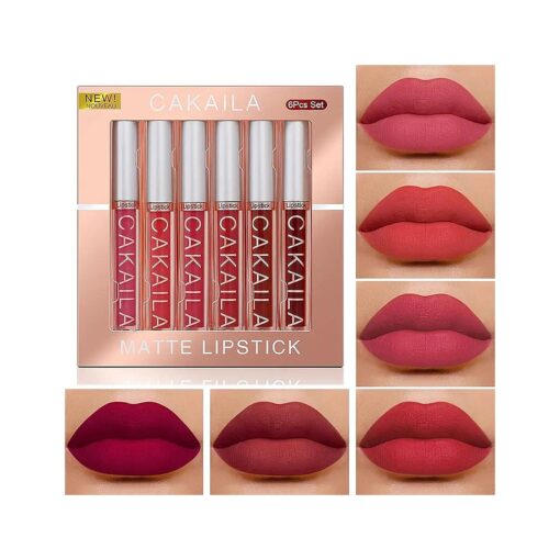 6 Pcs Lipstick Matte Liquid Lipstick Lipgloss Set for Women labiales mate 24 horas originales matte larga duracion 24 Deep Red Original 24 Hours Lipstick Lip Stain Long Lasting Waterproof .