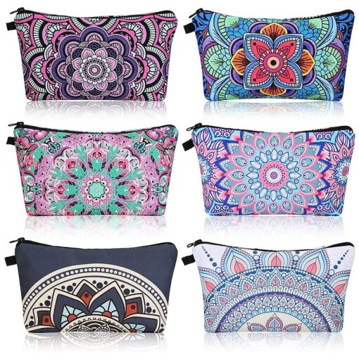 6 Pieces Makeup Bag Toiletry Pouch Waterproof Cosmetic Bag with Zipper Travel Packing Bag 8.7 x 5.3 Inch Small Cosmetic Bag Accessory Organizer for Women and Men ( Novelty Style )