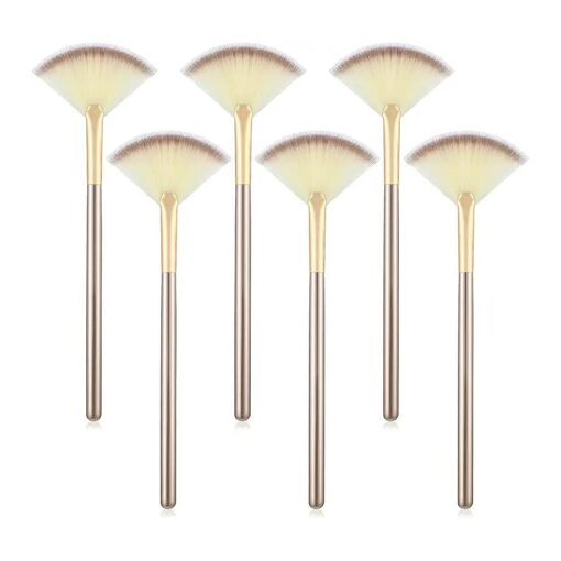 6 Pieces Fan Mask Brushes Soft Fan Facial Mask Applicator Tools Brush Makeup Brushes Cosmetic Tools with Handle for Peel Mask Makeup Women Girls ( Champagne Hair )