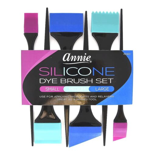 Annie Silicone Dye Brush Set of 6 Pieces for Hair Colors Relaxers and Highlights