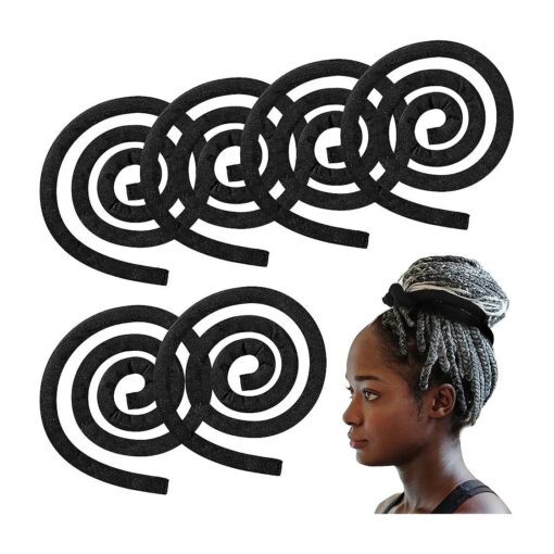 6 Pieces Spiral Lock Hair Tie Dreadlock Accessory Hair Bands Iron Wire Embedded Ponytail Holders Long Dreadlock Hair Tie Spiral Bendable Loc Tie for Women Men Thick Curly Hair ( Black )