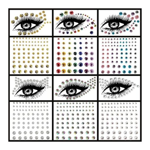 6 Sheets Bindi Dots Face Jewels Face Jewelry For Women Face Gems Stick On Eye Forehead Crystals Sticker Tears Rainbow Pearl Rhinestones For Makeup Party Festival Accessory Nail Art Decoration