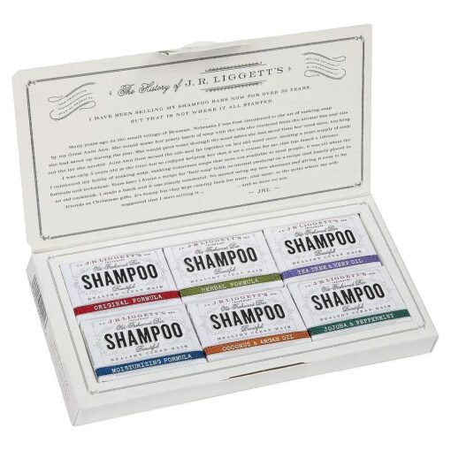 J * R * LIGGETT 'S All-Natural 6 Variety Shampoo Bars .65oz, Sampler Pack, Support Strong and Healthy Hair-Nourish Follicles with Antioxidants and Vitamins-Detergent and Sulfate-Free, 6 Mini Shampoo Bars