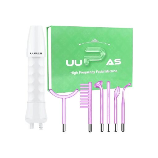 High Frequency Facial Wand - UUPAS 6 in 1 Violet Portable Handheld High Frequency Skin Facial Machine with 6 Pcs Purple Tubes for Face Home Use Device