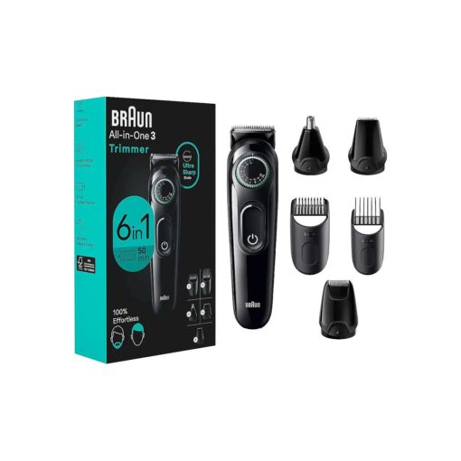 Braun All-in-One Style Kit Series 3 3460, 6-in-1 Trimmer for Men with Beard Trimmer, Ear & Nose Trimmer, Hair Clippers & More, Ultra-Sharp Blade, 40 Length Settings, Washable