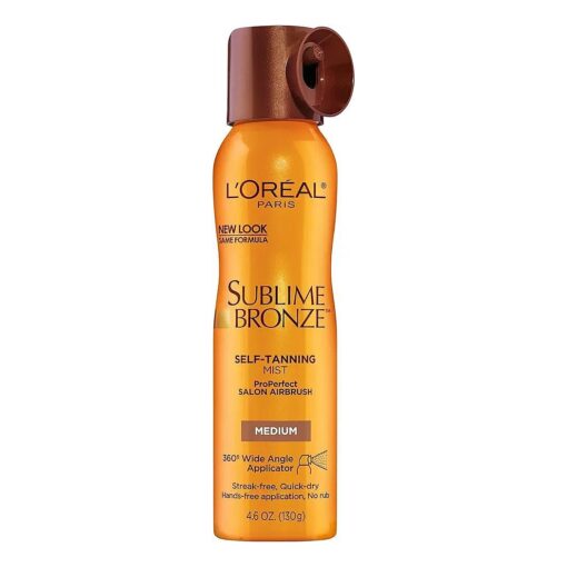 L'Oreal Paris Sublime Bronze Self Tanning Mist, Medium to Natural Spray Tan, 4.6 oz