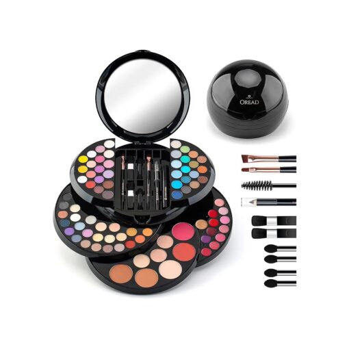 Color Nymph Makeup Sets For Teens 14-16, All in One Makeup Kit for Girls with 60-Colors Eyeshadows, 10-Colors Lip Oils, Facial Blushes Highlighter Bronzer Contour Pressed Powder Mascara Brushes Mirror