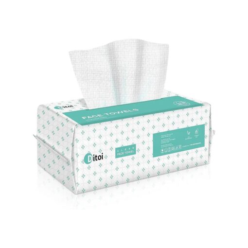 Ditoi Disposable Face Towels, Biodegradable Facial Towelette, Super Soft and Thick Facial Tissue for Skin Care, Makeup Remover Dry Wipes, Lint- free Facial Wash Cloth for Sensitive Skin, 60 Count