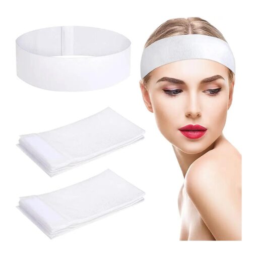 Pimoys 60 Count Spa Headband for Women Disposable Skincare Headbands for Facials Esthetician Supplies Stretch Headbands for Women 's Hair