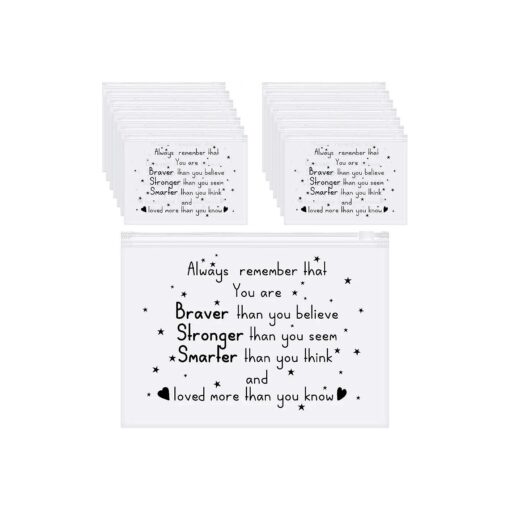 Sotiff 60 Pcs Bulk Inspirational Gifts for Women, Inspirational Makeup Bags EVA Cosmetic Toiletry Bags Thank You Encouragement Church Gifts for Friends Mom Coworker ( 8 x 6 Inch, You Are Braver )