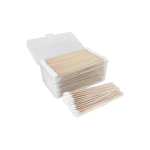 600 PCS 6 Inch Long Cotton Swabs With Reusable Box - 100 % Natural Cotton Buds With Wooden Sticks - Non Sterile Cotton Tipped Applicators For Dogs Ear & Gun Cleaning Tools, Makeup Remover