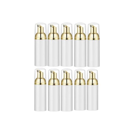 60ML Plastic Travel Foaming Soap Dispenser | Mini Empty Foaming Liquid Soap Pump Bottles ( 10pcs ) Gold