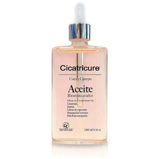 Face and Body Cicatricure Oil Biorestaurador, 60ml - Body Firming and Anti-Cellulite Oil - Targets Aged Skin, Scars and Stretch Marks