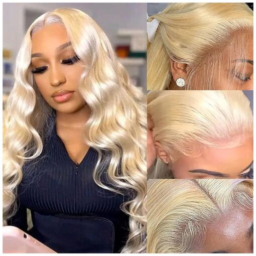 613 13x6 Lace Front Wig Human Hair Body Wave Blonde Wig Human Hair 613 HD Lace Frontal Wig13x6 180 Density Pre Plucked With Baby Hair 22 Inch