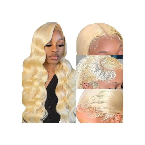 30 Inch Lace Front Wig Human Hair 13x6 Body Wave Blonde Lace Front Wigs Human Hair Transparent 613 HD Lace Frontal Wig Pre Plucked with Baby Hair 180 % Density