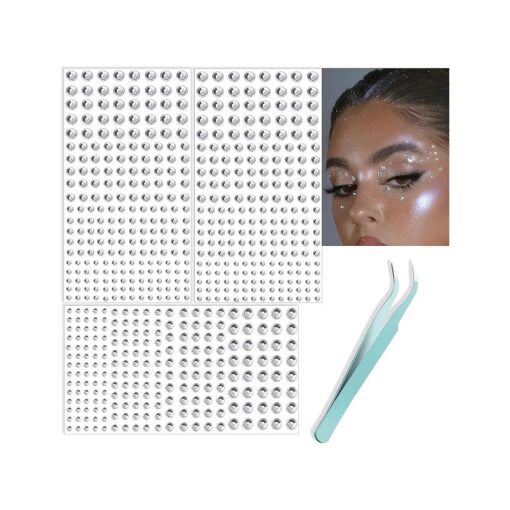 660Pcs Face Gems Hair Gems, Self-Adhesive Face Jewels Eye Jewels Rhinestones 3/4/5/6 mm DIY Face Gems Stick on, Hair Body Rhinestones Gems Crystals Pearls for Face Eyes Makeup Body, Crafts