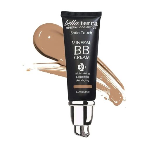 Bellaterra Cosmetics BB Cream Tinted Moisturizer, Mineral Foundation, Concealer, Anti-Aging, Natural Sun Protection, All Shades 1.69oz - Medium Tan 105